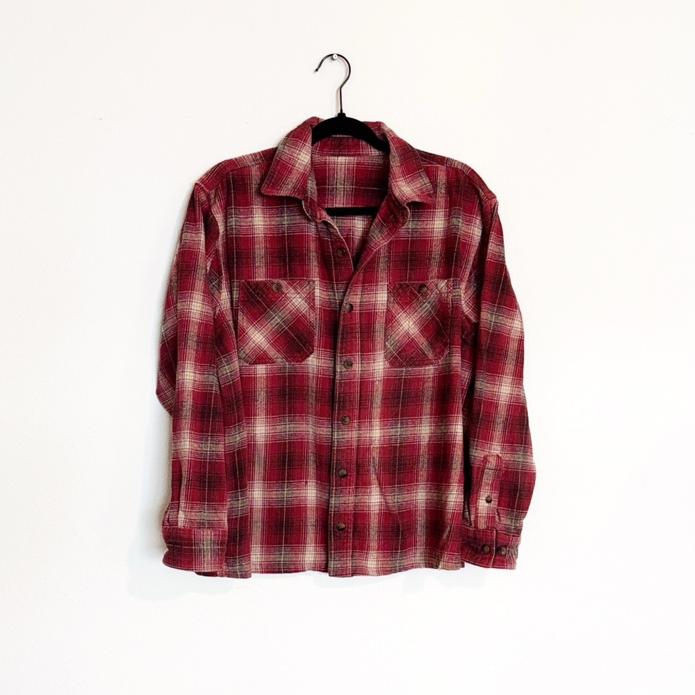 🌿Final Sale Red Plaid‎ Thick Flannel Shirt